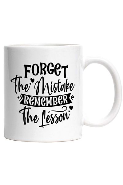 INOVATIX Personalized white mug, hearts and the message Forget the mistake, remember the lesson, INOVATIX®. 330ml