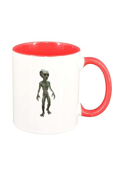 INOVATIX Personalized white mug, Alien, red interior, D244, INOVATIX®. 330ml