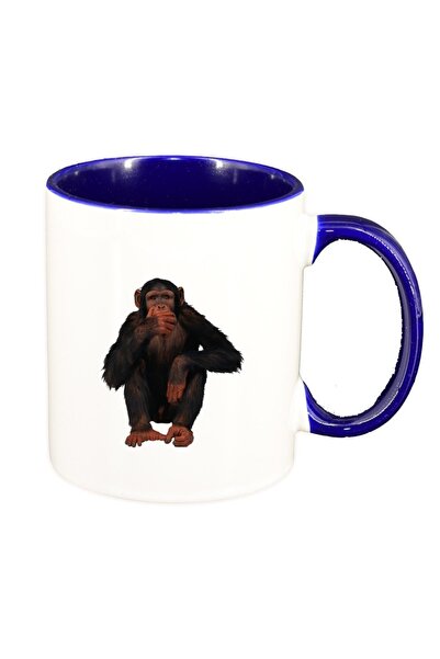 INOVATIX Cana alba personalizata, Maimuta, interior albastru inchis, D202, IN...