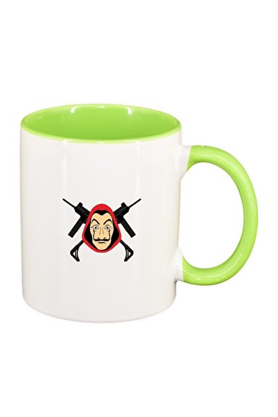 INOVATIX Εξατομικευμένη λευκή κούπα, La Casa De Papel, ανοιχτό πράσινο εσωτερ...