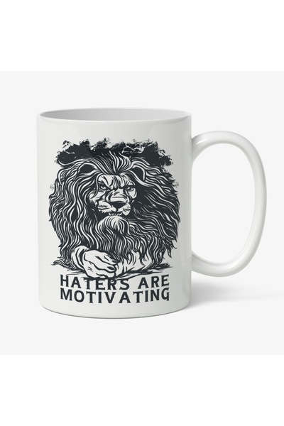 INOVATIX Персонализирана бяла чаша, Хейтърите мотивират,, Черно, Сиво, Бяло, ...