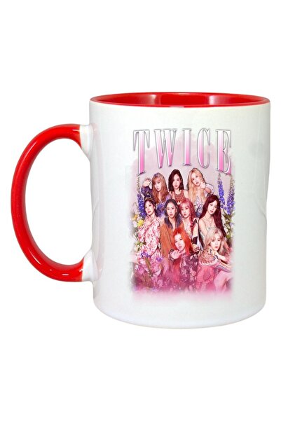 INOVATIX Cana Alba Personalizata, Formatia/trupa Twice 10, Maner Si Interior Rosu, ®. 330ml