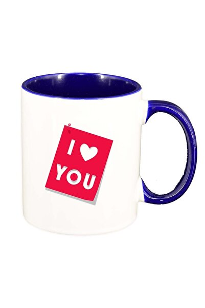 INOVATIX Cana alba personalizata, Love, interior albastru inchis, D393, INOVA...