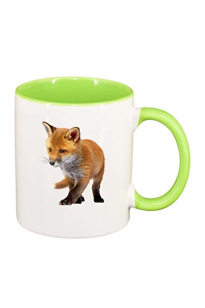 INOVATIX Cana alba personalizata, Vulpe, interior verde deschis, D207, INOVATIX®. 330ml