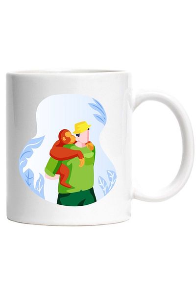 INOVATIX Personalized white mug, Monkey, Caregiver, Leaves, INOVATIX®. 330ml