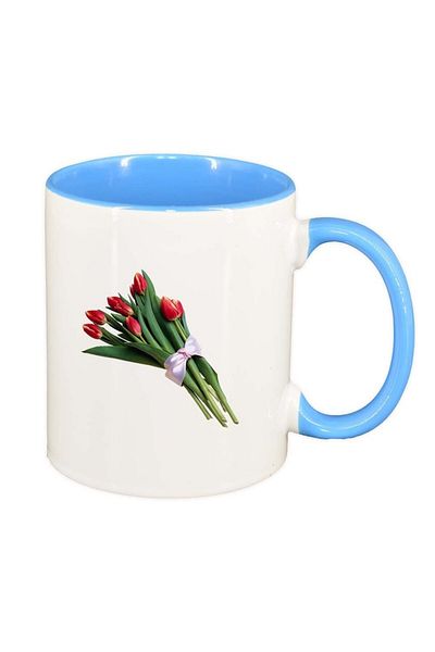 INOVATIX Personalized white mug, Tulip, blue interior, D362, INOVATIX®. 330ml