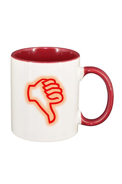 INOVATIX Personalized white mug, Down, red interior, D992, INOVATIX®. 330ml