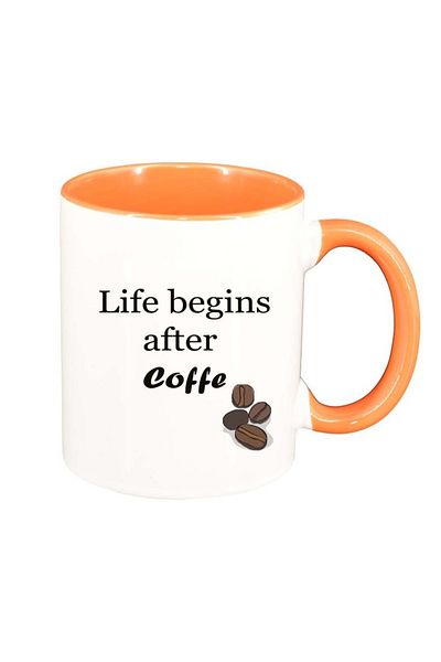 INOVATIX Personalized white mug, Coffee love, orange interior, D1033, INOVATIX®. 330ml