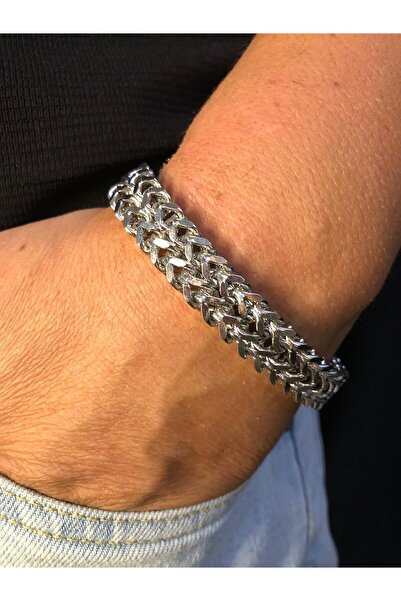 vogutima jewelery&silver by timuçin mavili Men's Steel Bracelet - Double Row Braided Model Thick • Bracelet for Lover in Light Box • Bracelet for Spouse • Father