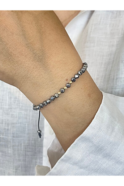 Rupen Kraft 14 Ayar Altın Dorika Detaylı TeraHertz Taşlı Unisex Altın Bileklik