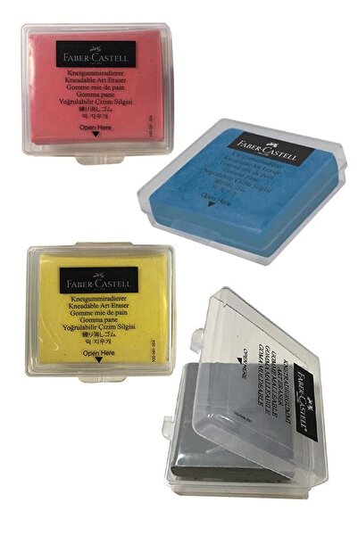 Faber Castell Hamur Silgi Kutulu Renkli 4 Paket Faber Hamur Silgi Çizim Silgi...