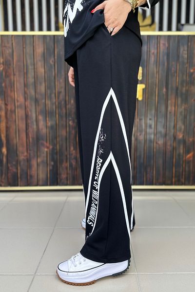 GÖKSEL Text Printed Cotton Pants Large Size