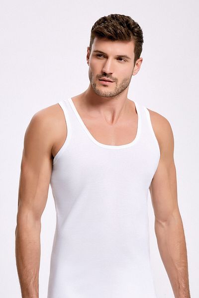 İlke 6 Pieces, 100% Cotton, Men's Ribbed Undershirt, Comfortable Fit, Absorbs Sweat, White