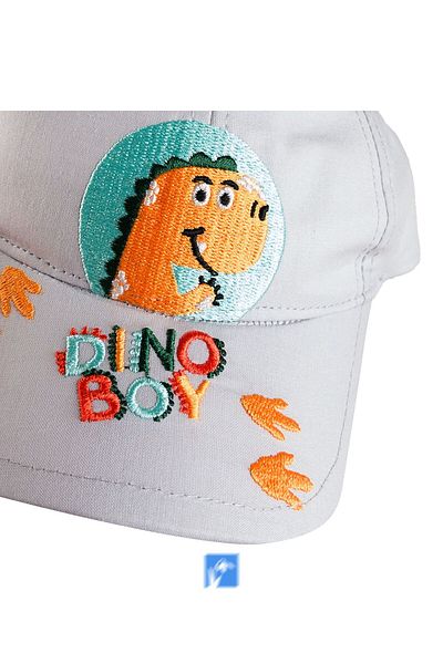 Kardelen Butik Denizli 100% Cotton Dinosaur Embroidered Hat for Babies (0-18 Months) (Size 44-46 cm)