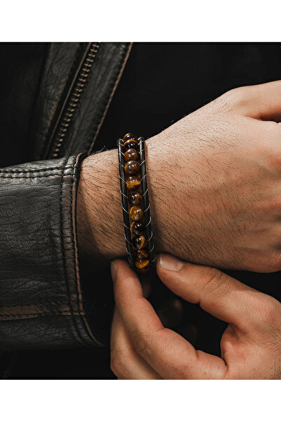 vogutima jewelery&silver by timuçin mavili سوار رجالي من الحجر الطبيعي - جلد ...