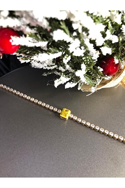 GWOMA سوار Xuping Model من حجر السيترين الأصفر بتفاصيل مستديرة على شكل مسار م...