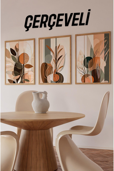 kutuTR 🖼️ Modern Çizgilerle Dekore Edilmiş 3’lü Tablo Seti – UV Baskılı CRV1066
