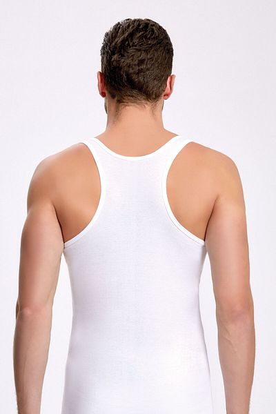İlke 6 Pieces, 100% Cotton, Men's Rib, Rambo & Sportsman Undershirt, Absorbs Sweat, White