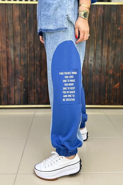 GÖKSEL Indigo Slim Jeans Design Pants Large Size