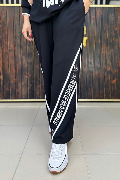 GÖKSEL Text Printed Cotton Pants Large Size