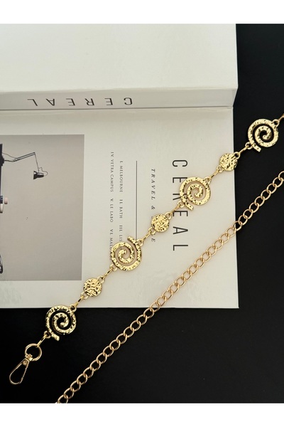 TABA BUTİK Γυναικεία ζώνη με χρυσή πόρπη και ρυθμιζόμενη αλυσίδα στη μέση