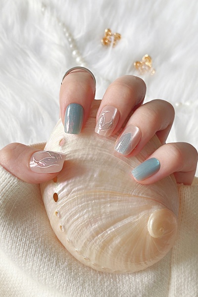 Easy Beauty MEDIUM Beden Kedi Gözü Kısa Küt Tırnak 10 Adet Takma Tırnak Seti ...