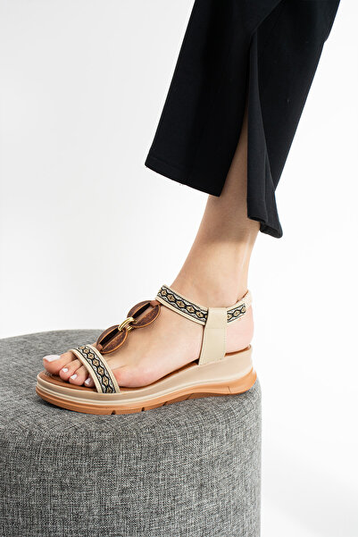 Ayax Bež jednostruki remen dodatak za svakodnevnu upotrebu ženski Sandale