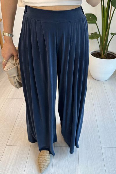 adba style 4020 Elastic Waist Modal Fabric Pleated Shalwar Women's Trousers