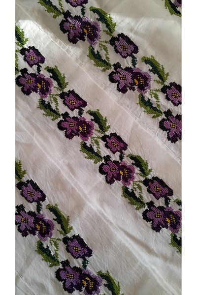 Papatyam Hand Knitted 7 Meters Cross Stitch Made by Patıskaya Hand Embroidered Lace/Handmade Dowry Lace/Vintage