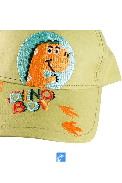 Kardelen Butik Denizli 100% Cotton Dinosaur Embroidered Hat for Babies (0-18 Months) (Size 44-46 cm)