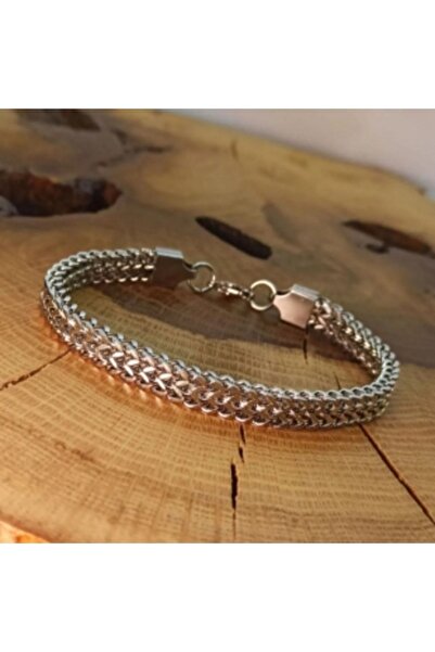 GWOMA Steel Bracelet - Double Row Knitted Pattern Men's Steel Bracelet Thin M...