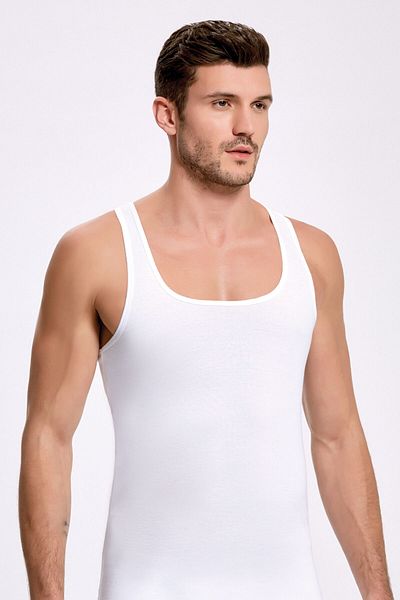 İlke 6 Pieces, 100% Cotton, Men's Rib, Rambo & Sportsman Undershirt, Absorbs Sweat, White