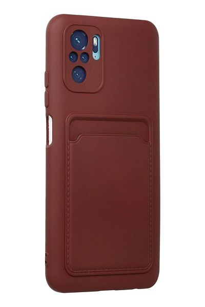 CepteToptan حافظة هاتف Xiaomi Redmi Note 10S من السيليكون مع بطاقة عمل كلفن - أحمر كلاريت - MKİ5556-6487