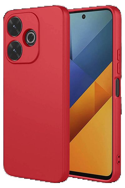 CepteToptan حافظة هاتف Xiaomi Redmi 13 4G من السيليكون المخملي الداخلي - أحمر - MKİ2280-2557
