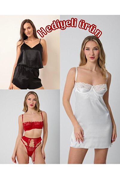 Secret Love Σατέν Νυχτικό Πακέτο Προίκας 3 τεμαχίων