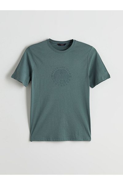 LC Waikiki New Season Crew Neck εμπριμέ χτενισμένο βαμβακερό ανδρικό Tisort - S5R790Z8