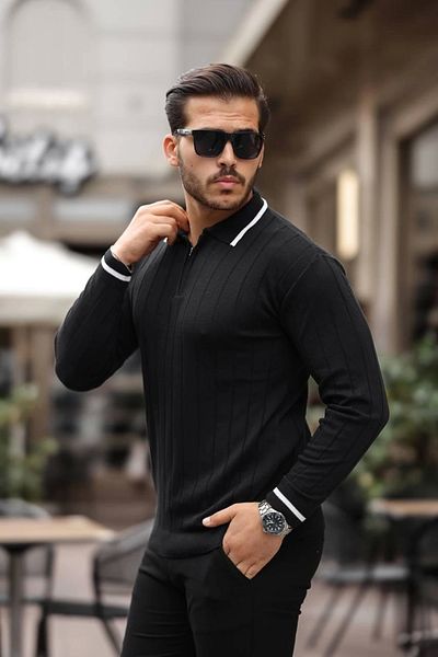 LC Waikiki Lc Polo Neck Zippered Long Sleeve Knitwear T-Shirt