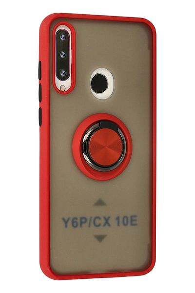 CepteToptan هواوي Y6P حافظة مونتريال سيليكون مع حلقة - أحمر - MKİ4735-8540
