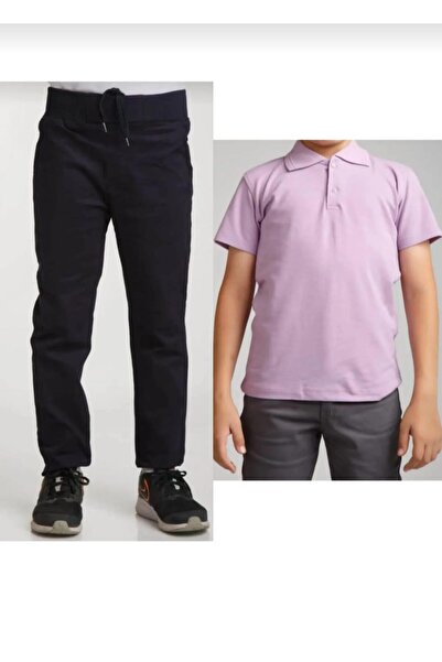 BAGİSTA BUTİK بنطلون أطفال من الكتان باللون الأزرق الداكن (خصر مطاطي) LILA بأ...