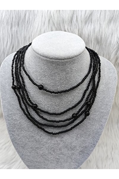HAPPY HANDMADE Black Glass Beaded Long Necklace Bohemian Necklace Multi-Funct...