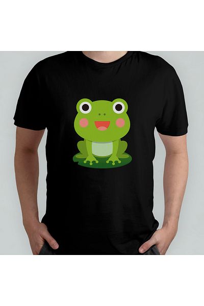 Pixxa Cute Frog Unisex 100% Cotton Crew Neck T-Shirt Model 4