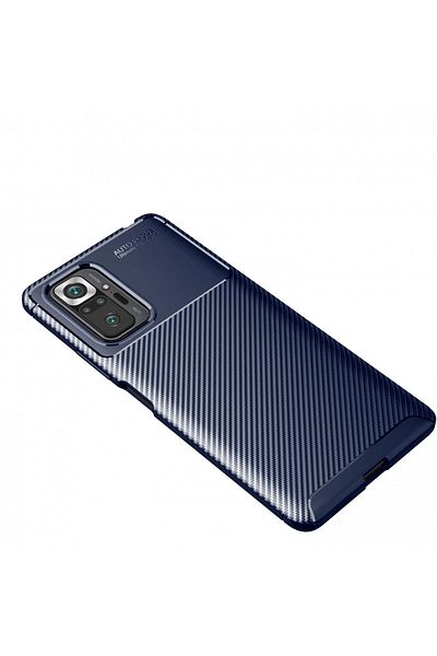 CepteToptan حافظة هاتف Xiaomi Redmi Note 10 Pro بتصميم كربوني بتركيز تلقائي - أزرق داكن - MKİ1628-1022