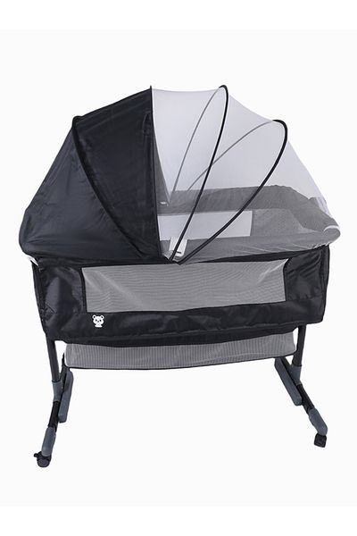 KIKIBEBE 3-in-1 Baby Bedside Crib with Storage & Mosquito Net (Dark Grey)