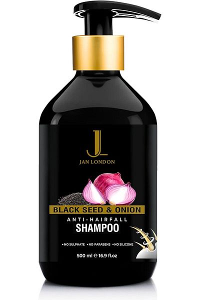 JAN LONDON JL Black Seed & Onion Shampoo 500ml | Anti-Hairfall, Strengthening Cleanser with Natural Extracts
