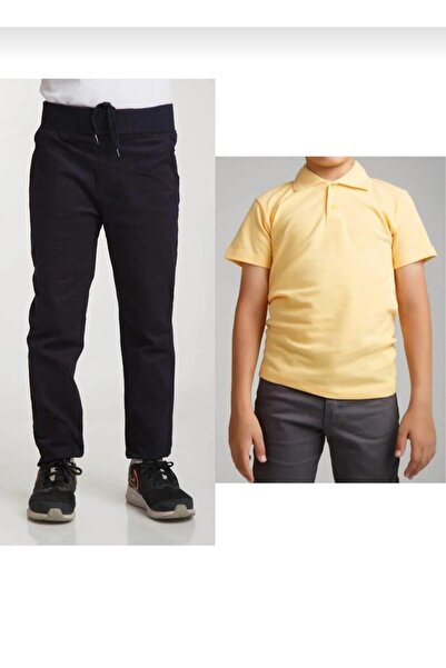 BAGİSTA BUTİK بنطلون كتان أسود للأطفال (خصر مطاطي) ساري كيسا كم مدرسي لاكو