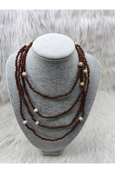 HAPPY HANDMADE Black Glass Beaded Long Necklace Bohemian Necklace Multi-Functional Necklace