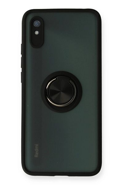 CepteToptan حافظة هاتف Xiaomi Redmi 9A من السيليكون مونتريال مع حلقة - أسود - MKİ6768-9370