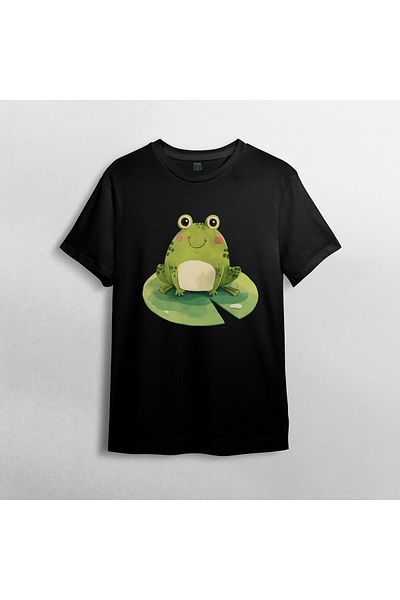 Pixxa Cute Frog Unisex 100% Cotton Crew Neck T-Shirt Model 1