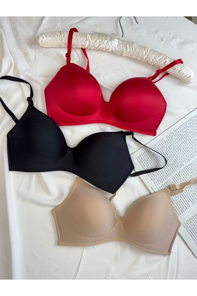 ROZENİN LINGERIE Lotus Unpadded Underwire Gatherer Economic Package Set of 3 Bras