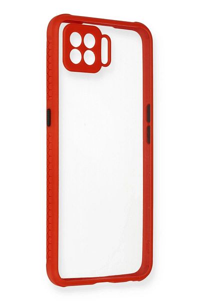 CepteToptan حافظة اوبو رينو 4 لايت ميامي سيليكون شفاف - أحمر - MKİ3616-2317